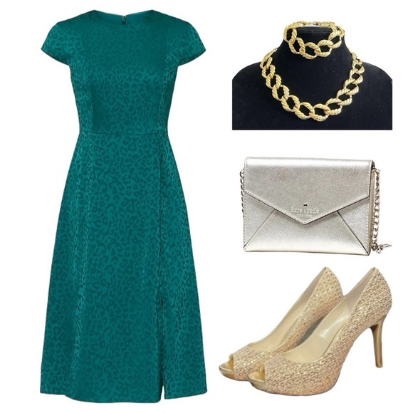 Ted Baker Green Bellana Leopard Dress sz 3 - Picture 13 of 16